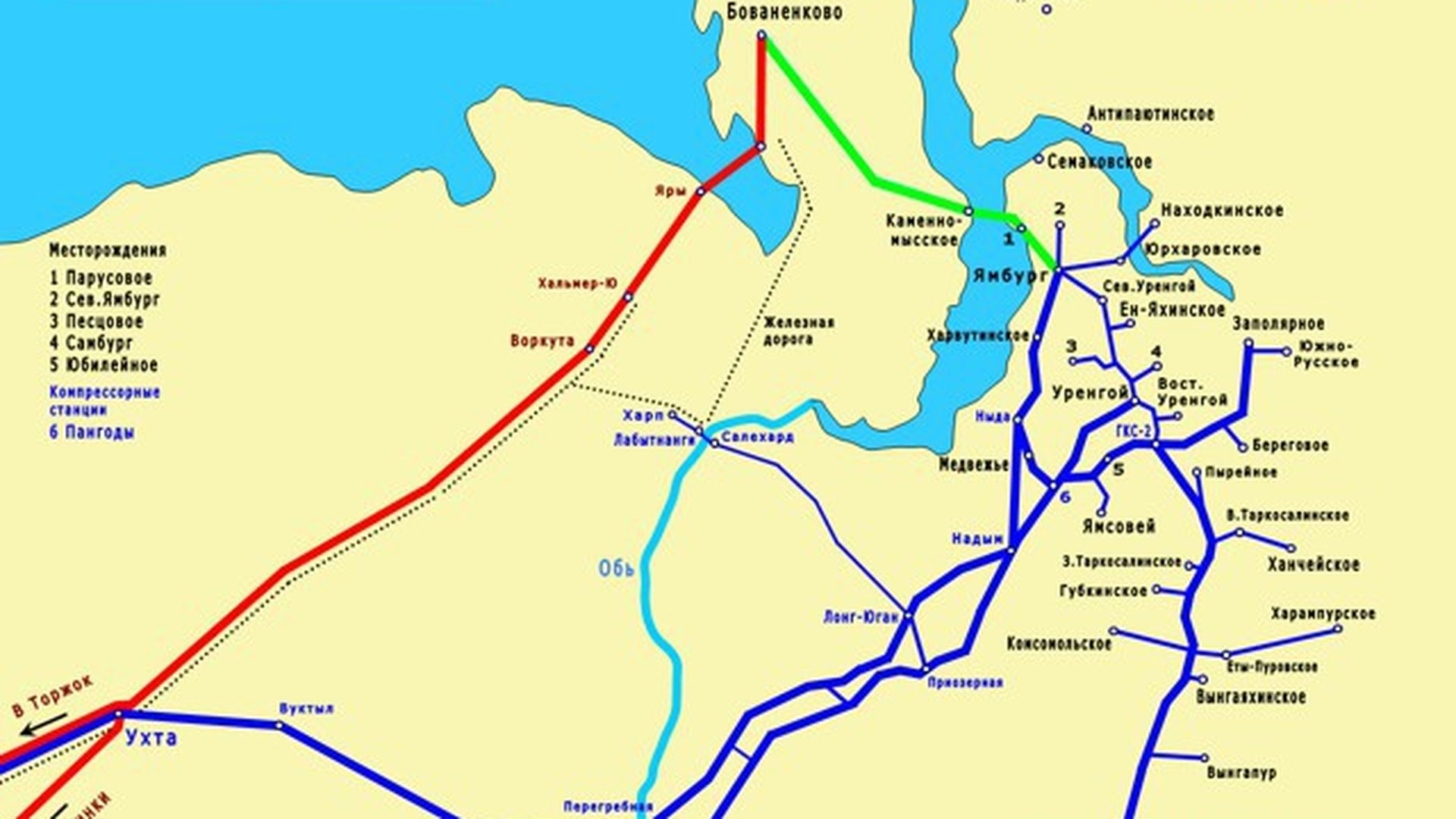 Бованенковское месторождение газа на карте