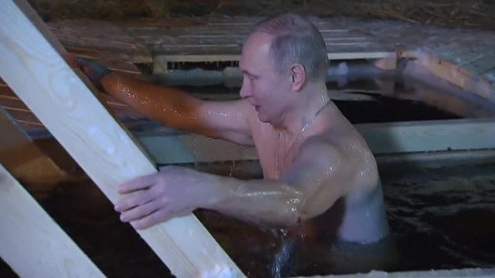 Watch Russian President Plunging Into the Ice-Cold Water During the Epiphany Celebration