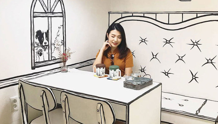 В Сеуле работает “нарисованное” кафе