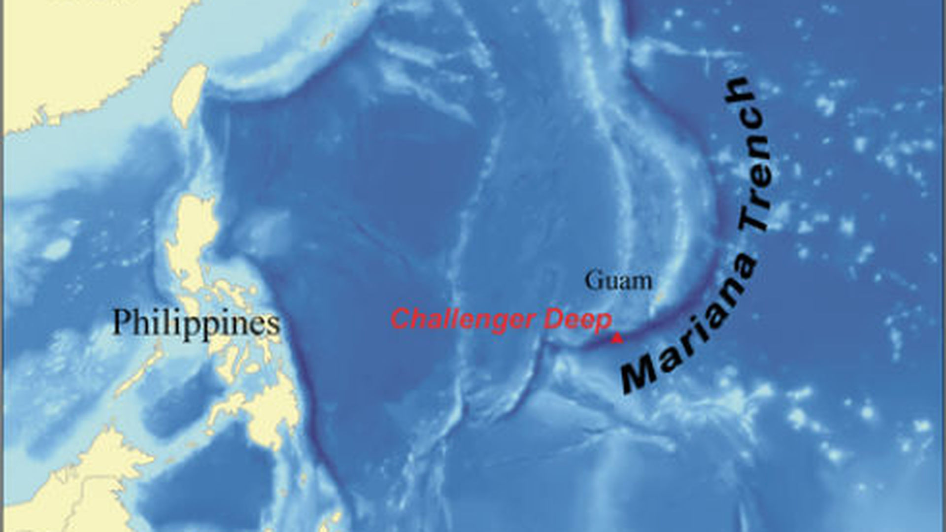 Марианский жёлоб на карте Тихого океана