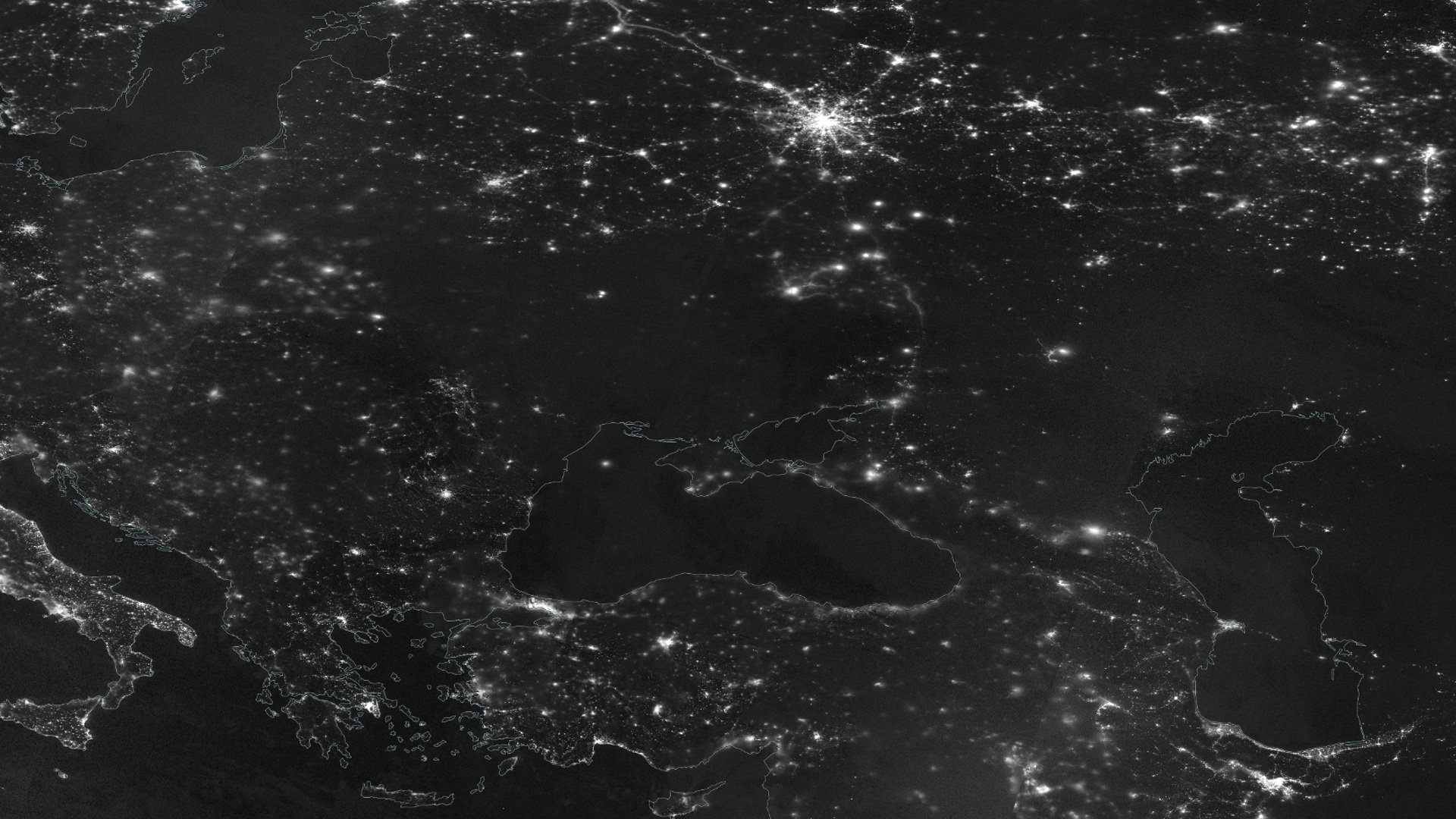 Украина ночью из космоса