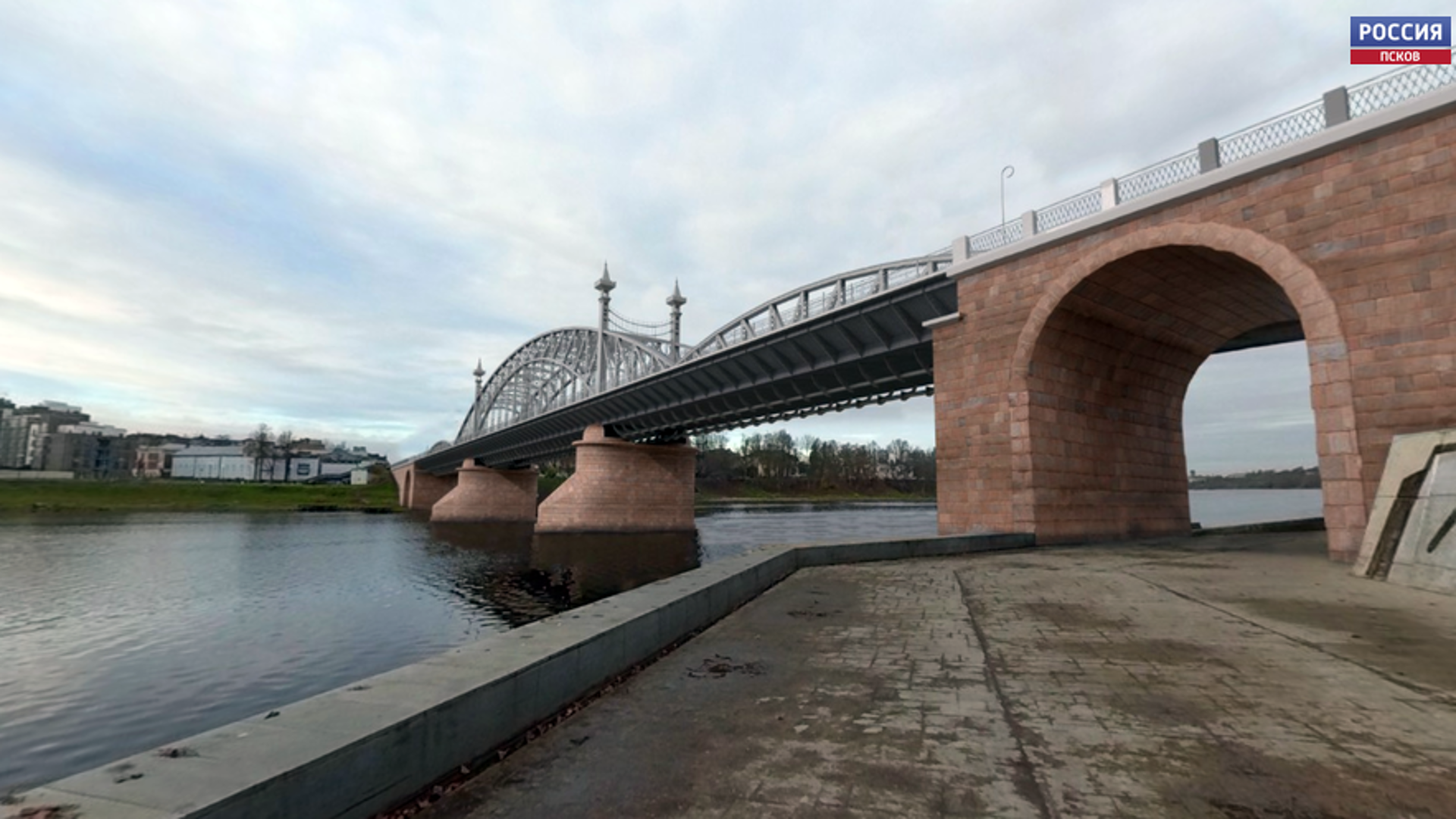 Строительство ольгинского моста в пскове