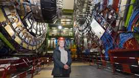 Питер Хиггс стоял у истоков создания БАК. На этом снимке он стоит возле детектора CMS, который на тот момент был на техобслуживании.
