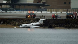 Последствия аварии самолета на военной базе США попали на видео