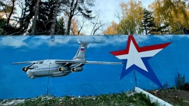Тверская художница украсила забор военного аэродрома граффити самолета
