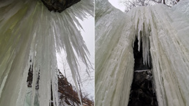 Впечатляющие фото ледяного водопада сделал житель Челябинской области