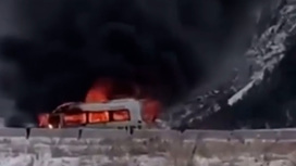 В Дагестане маршрутка загорелась на ходу