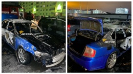 Автомобиль Subaru Legacy сгорел на улице Сибиряков-Гвардейцев в Новосибирске