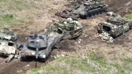Появились кадры подбитых танков Leopard в Запорожье