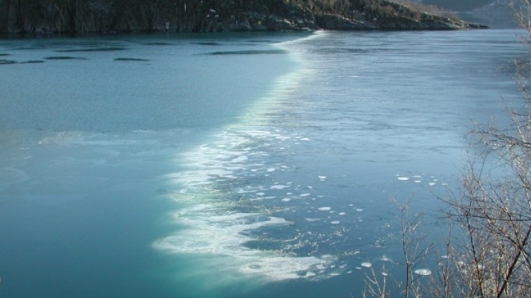 Так выглядит "пузырьковая завеса" на поверхности воды.